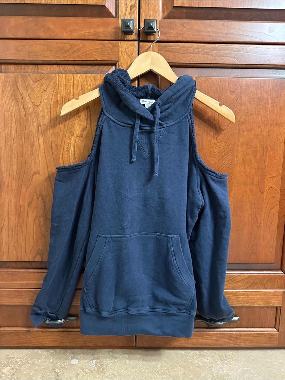 Splendid Navy Cold-Shoulder Hoodie Sweatshirt